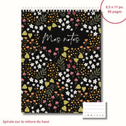 Cahier De Notes Noire Fleuri