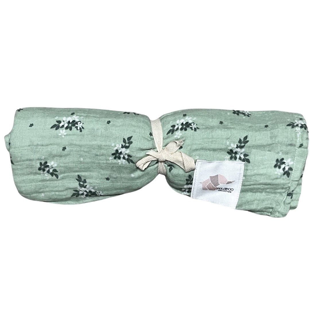 Mousseline Coton Feuilles Sauge
