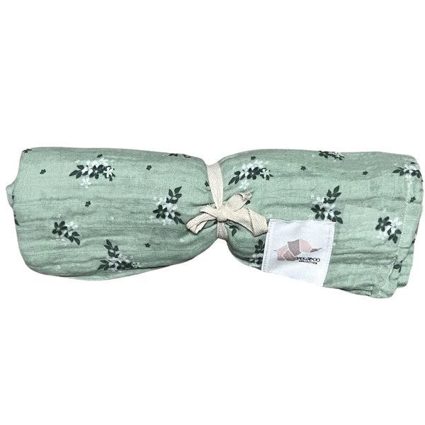 Mousseline Coton Feuilles Sauge
