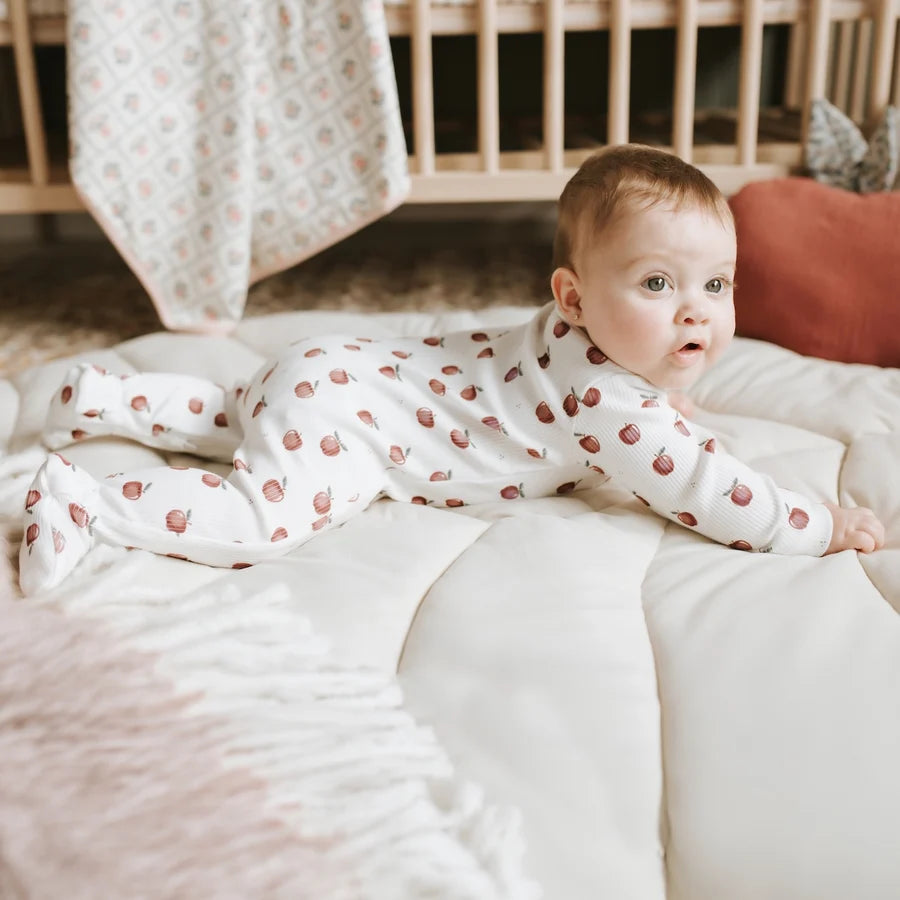 Dormeuse Côtelée Blanc Cassé À Imprimé Verger De Pommiers