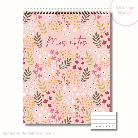 Cahier De Notes Rose Fleurie