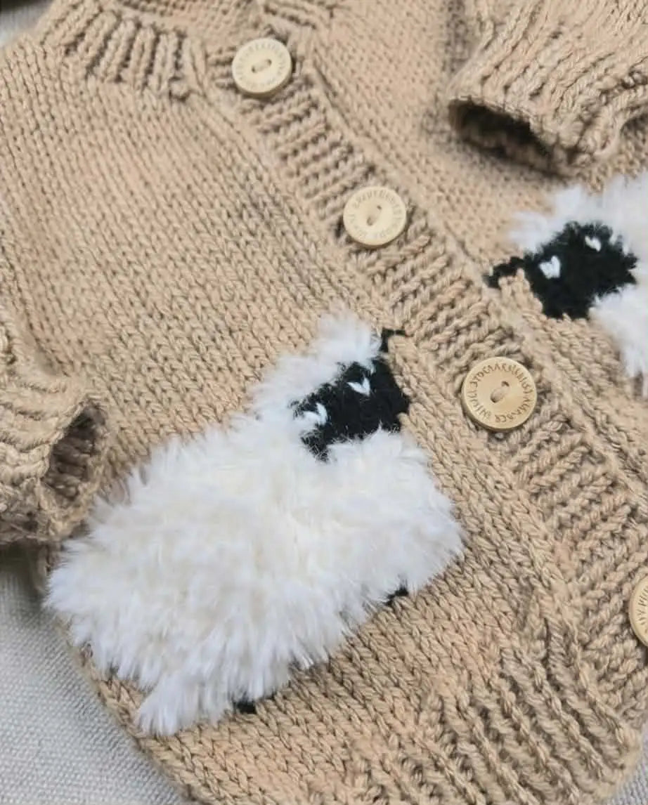 Cardigan Caramel Avec Mouton (0-3 Mois)