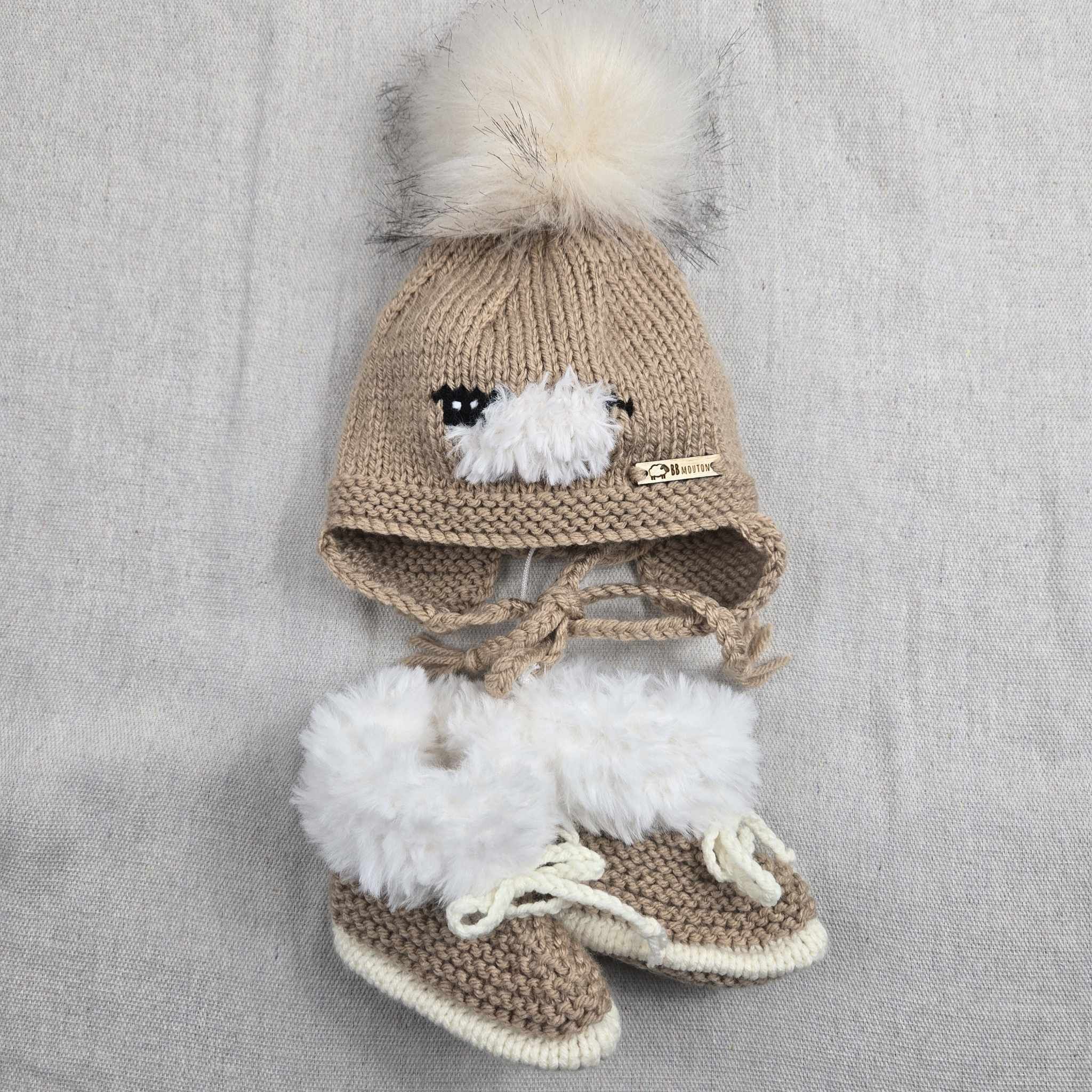 Tuque Mouton Avec Bottines Caramel (0-3 Mois)
