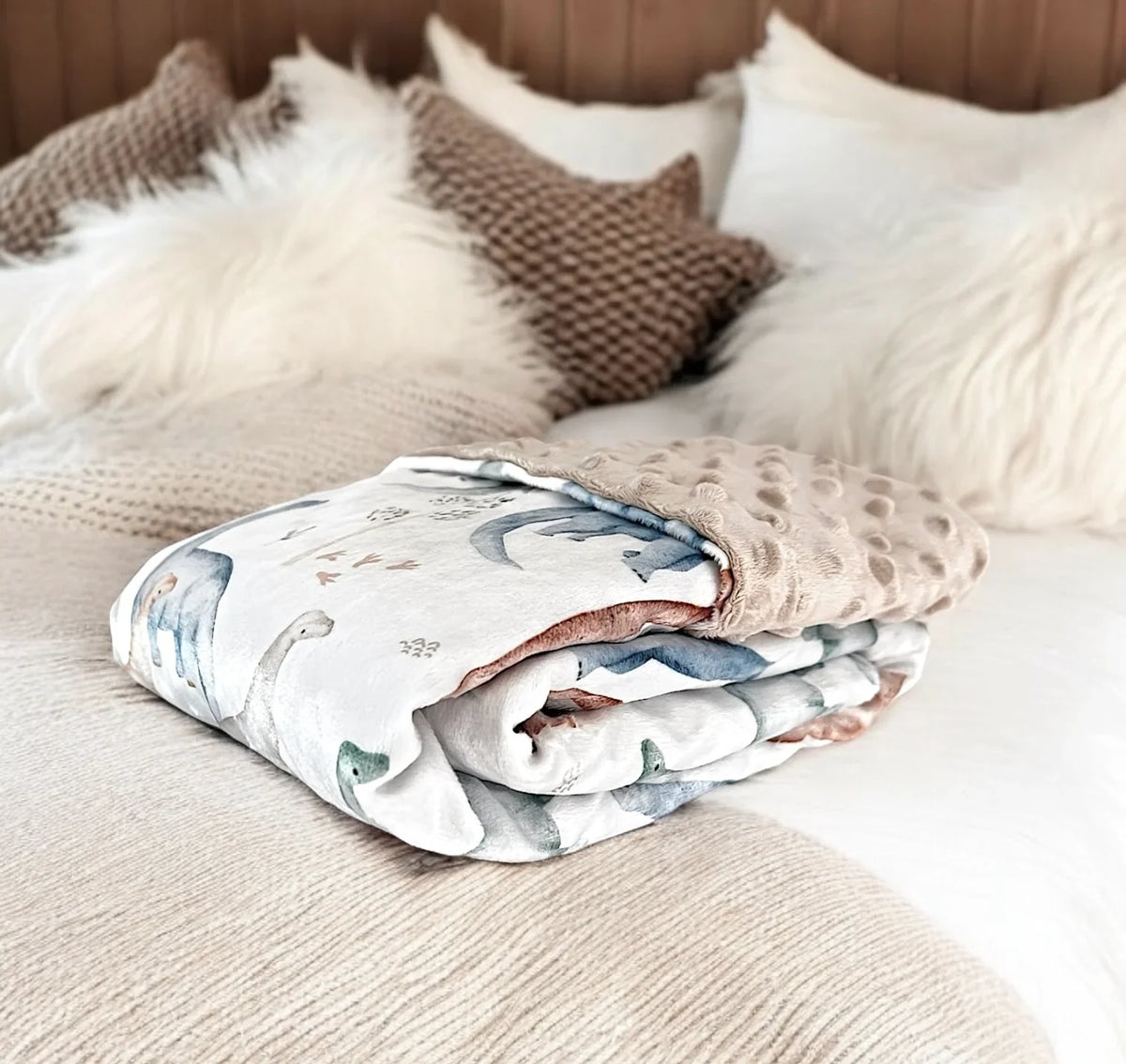 Couverture Minky Dino Bleu