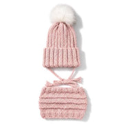 Tuque Évolutive Avec Cordons & Cache-cou Rose Pâle (6-12 Mois)