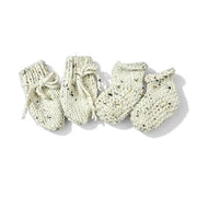Duo Mitaines & Bas Beige Moustaché (0-3 Mois)