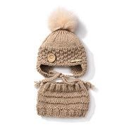 Tuque Avec Cache-Oreilles & Cache-cou Caramel (0-3 Mois)