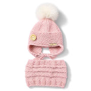 Tuque Avec Cache-Oreilles & Cache-cou Rose (3-6 Mois)
