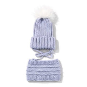 Tuque Évolutive Avec Cordons & Cache-cou Bleu Pâle (6-12 Mois)