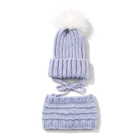 Tuque Évolutive Avec Cordons & Cache-cou Bleu Pâle (6-12 Mois)