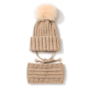 Tuque Évolutive Avec Cordons & Cache-cou Caramel (6-12 Mois)