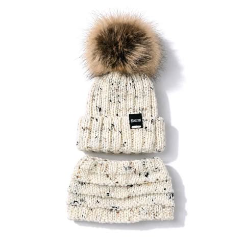 Tuque Évolutive & Cache-cou Beige Moustaché (0-6 Mois)