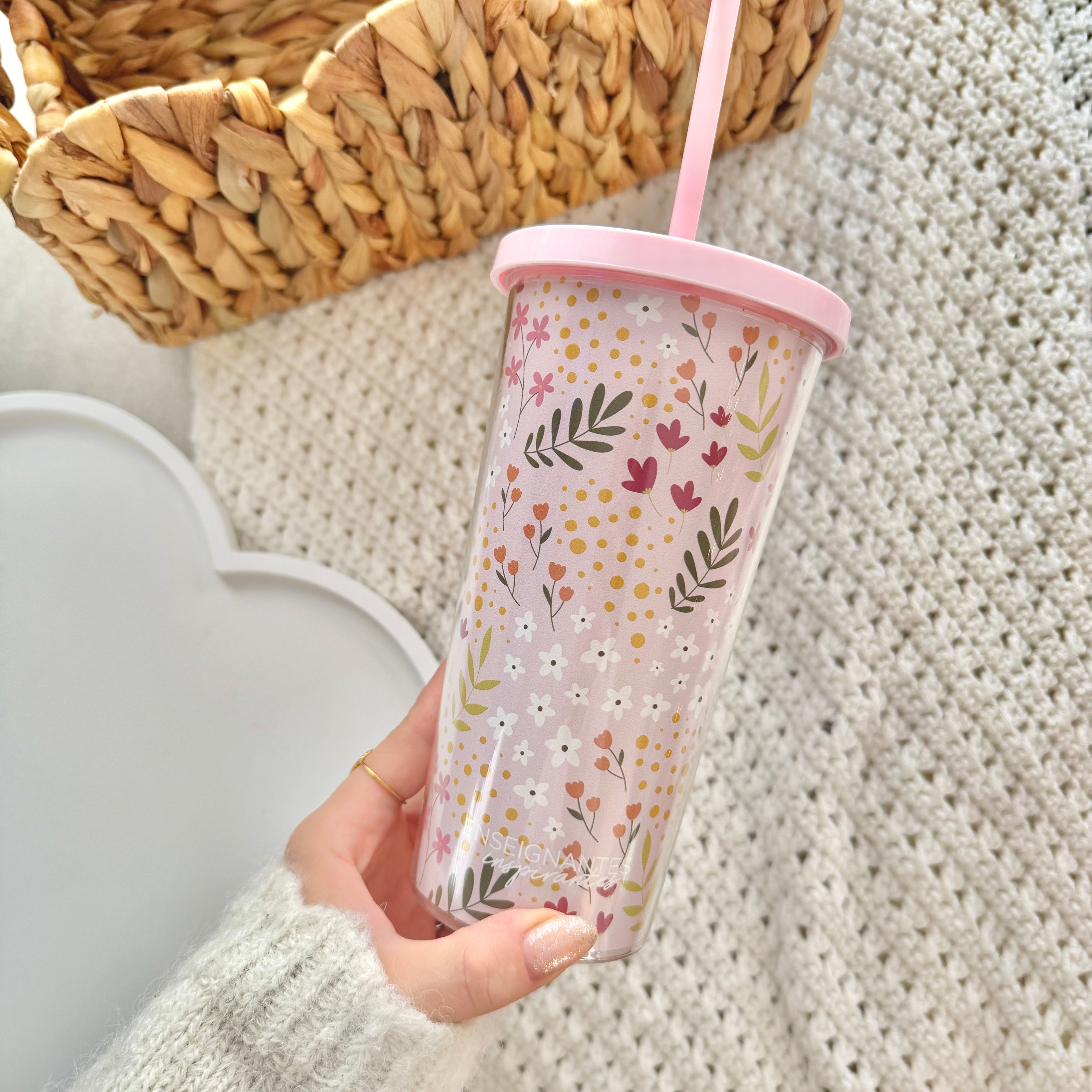 Verre Rose Fleurie
