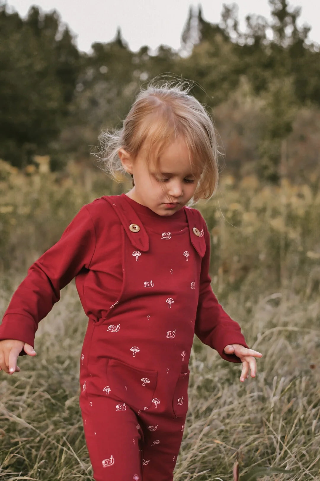Salopette Rouge Cerise Motifs Escargots