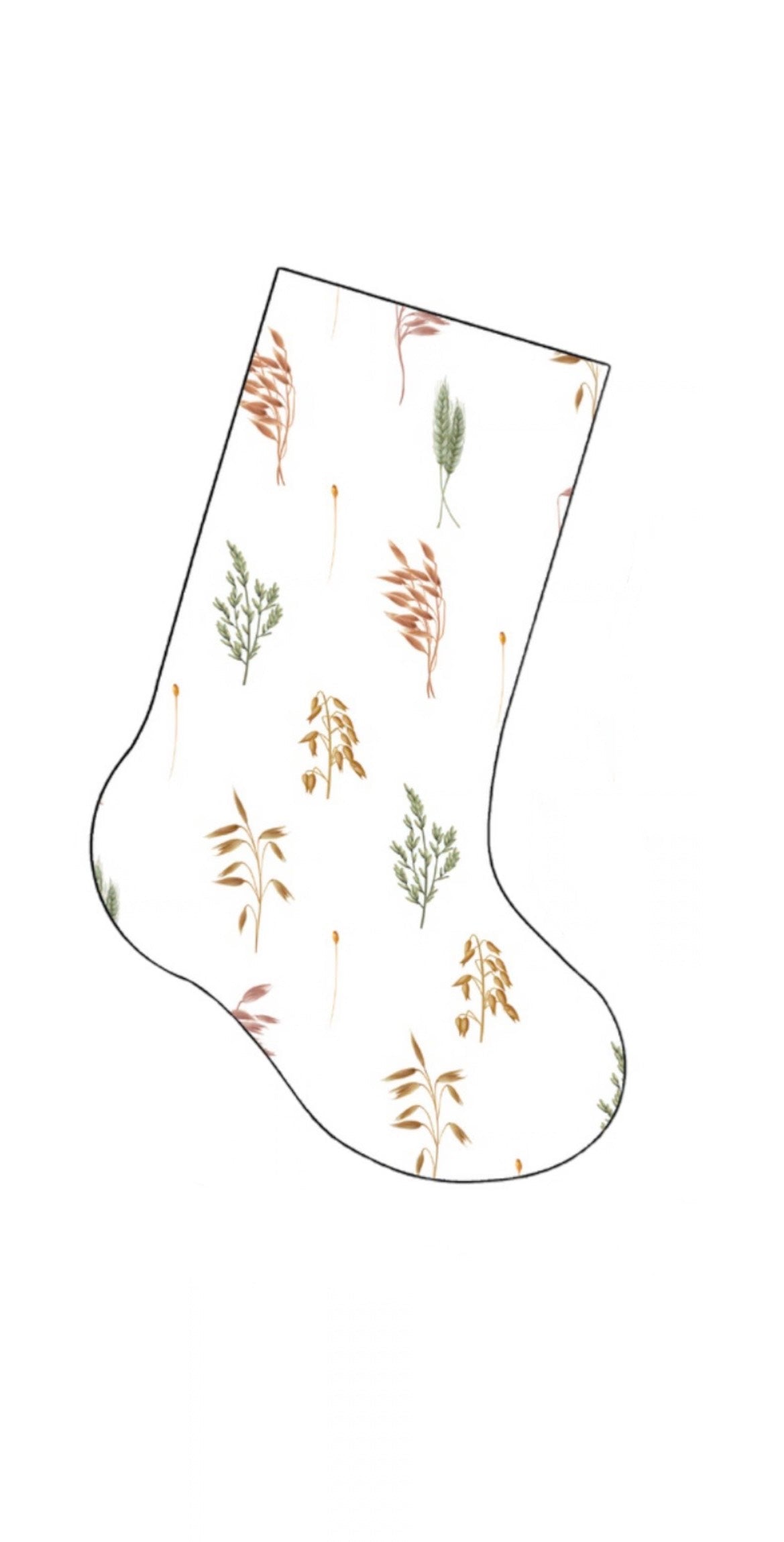 Bas De Noël Feuillage Blé Blanc