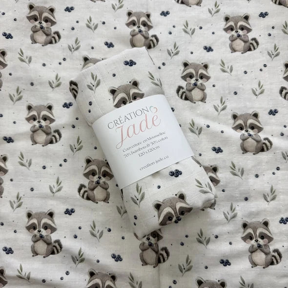 Mousseline Bambou & Coton Raton Et Myrtilles