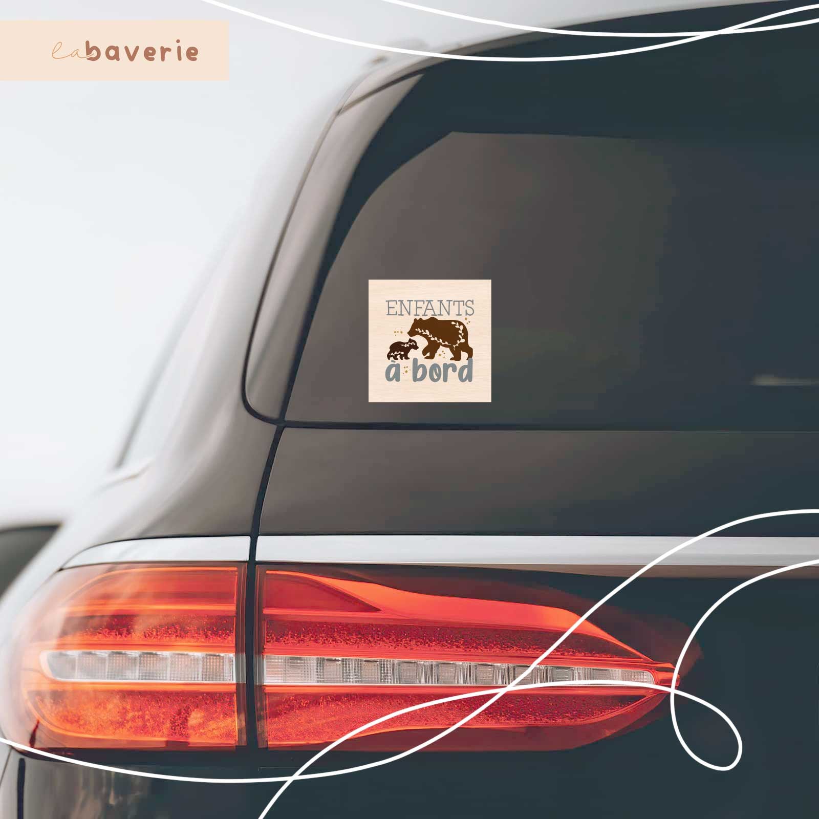 Autocollant Voiture « Enfants À Bord » Ours