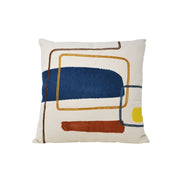 Coussin Abstrait Bleu, Jaune & Brun