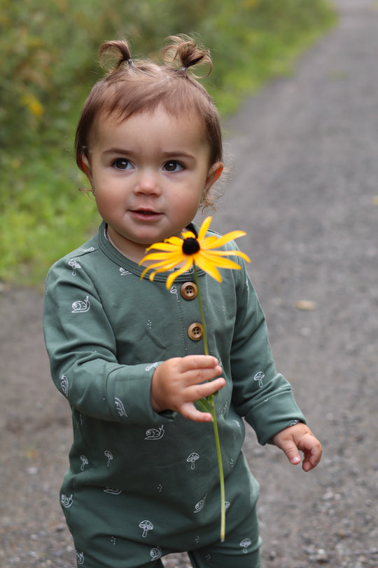Onesie Évolutif Vert Eucalyptus Motifs Escargots