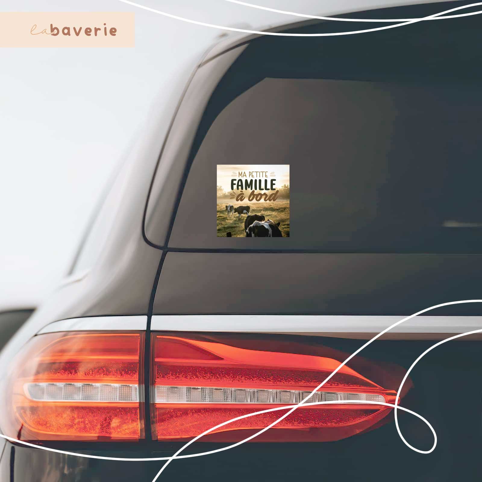 Autocollant Voiture « Ma Petite Famille À Bord » Vaches