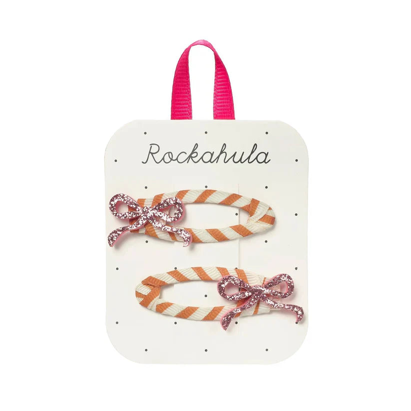 Ensemble Barrettes Stripy Glitter Bow