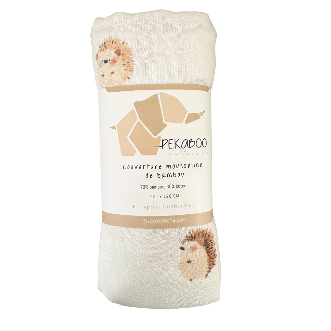 Mousseline Bambou Hérisson Beige