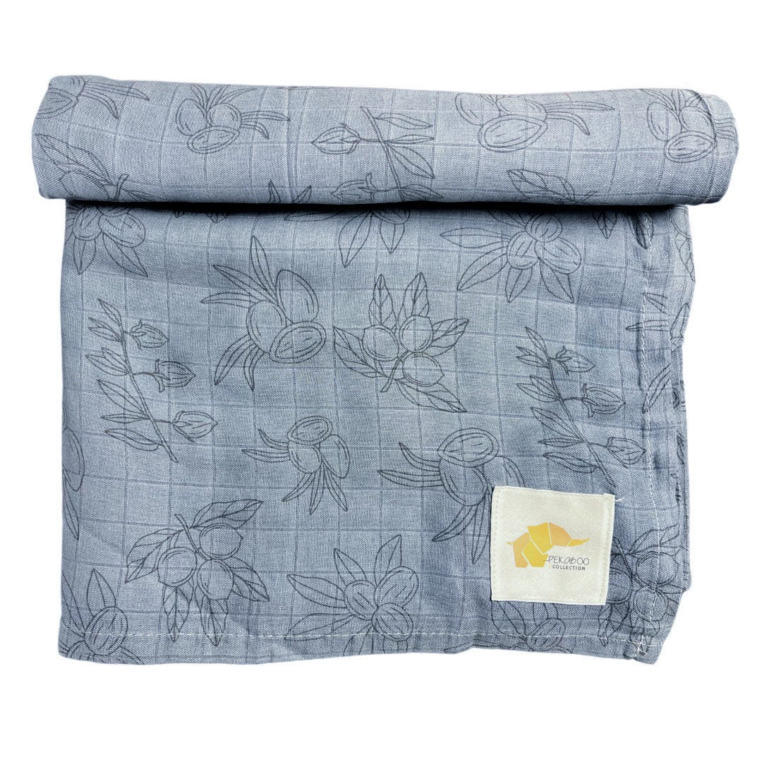 Mousseline Bambou Noix Denim Bleu