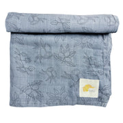 Mousseline Bambou Noix Denim Bleu