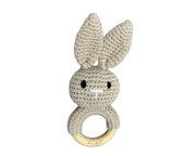 Hochet Bois Et Crochet Lapin Beige Foncé