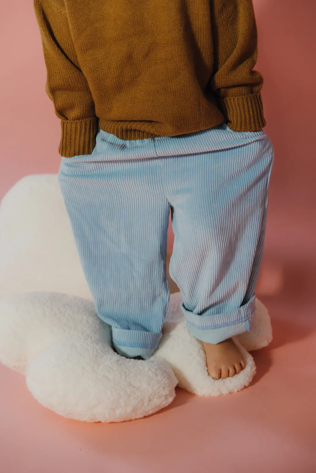 Pantalon Évolutif Velours Côtelé Bleu