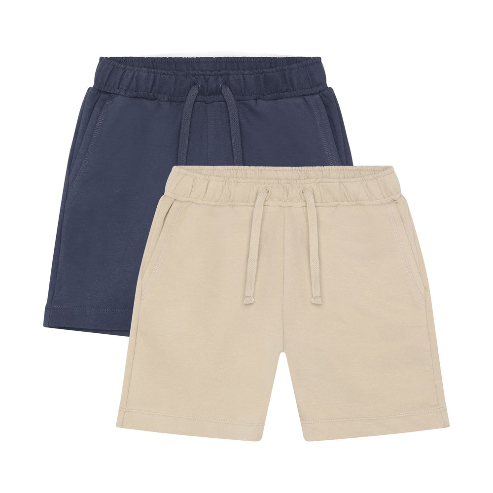 Shorts Ouatée Unie Beige & Bleu Marin (Ensemble De 2)