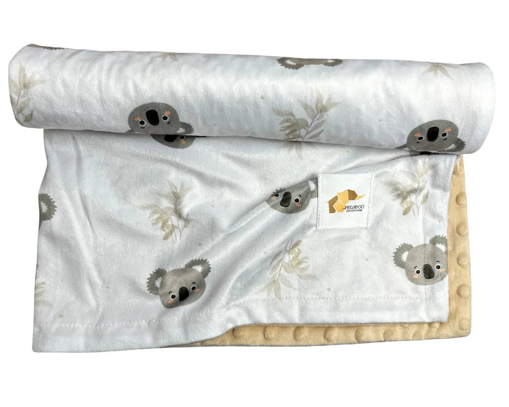 Doudou Peluche Koalas Feuillus & Beige (Endos Blanc)