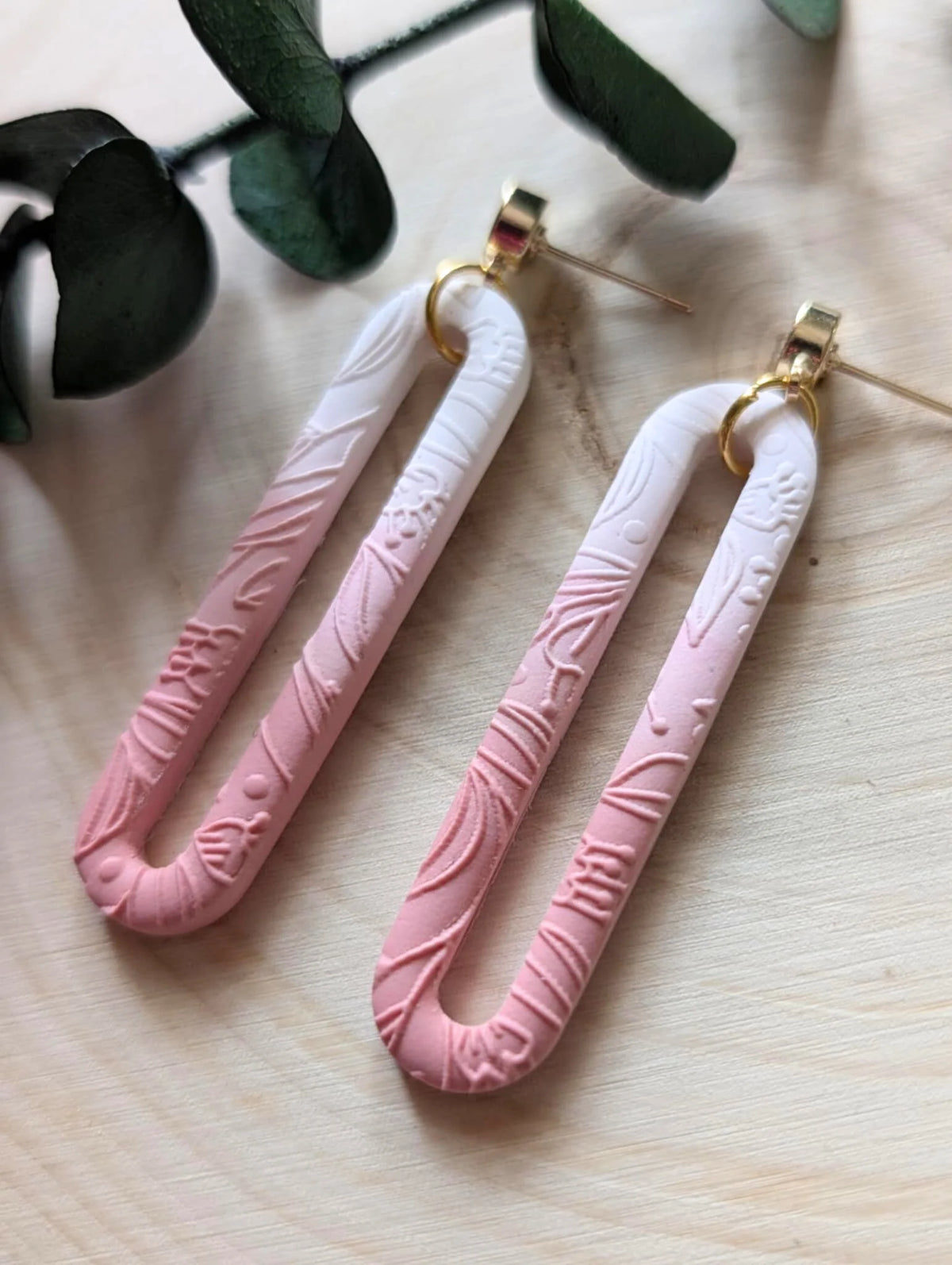 Boucles D'oreilles Pendantes Amandine Ovale Allongé Blanc & Rose