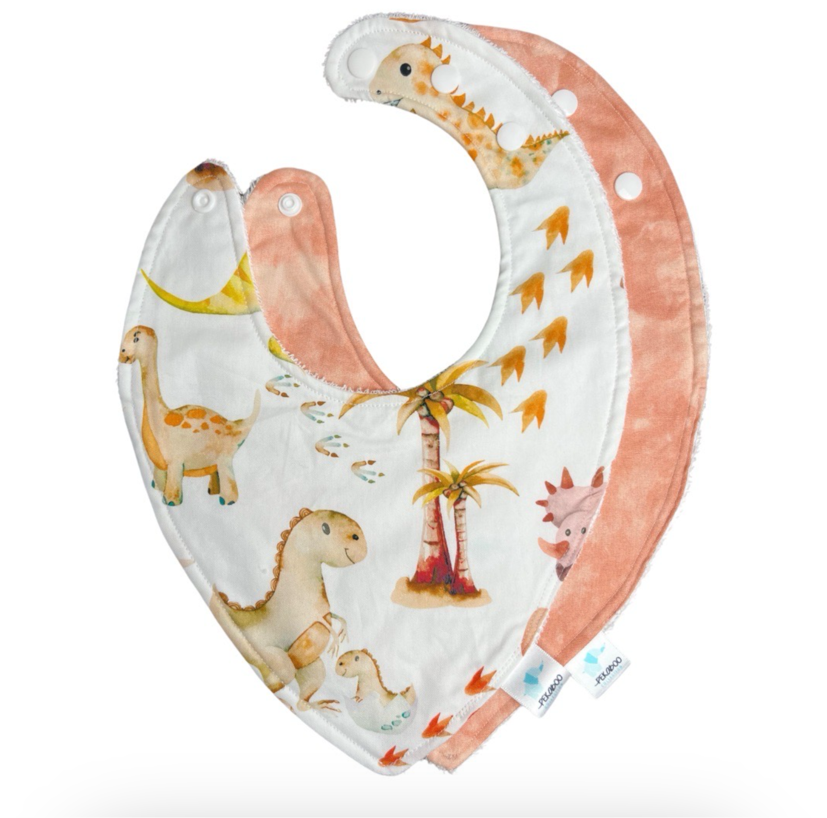 Duo Bavoirs Dinos Et Œufs Rose & Marbré Rose