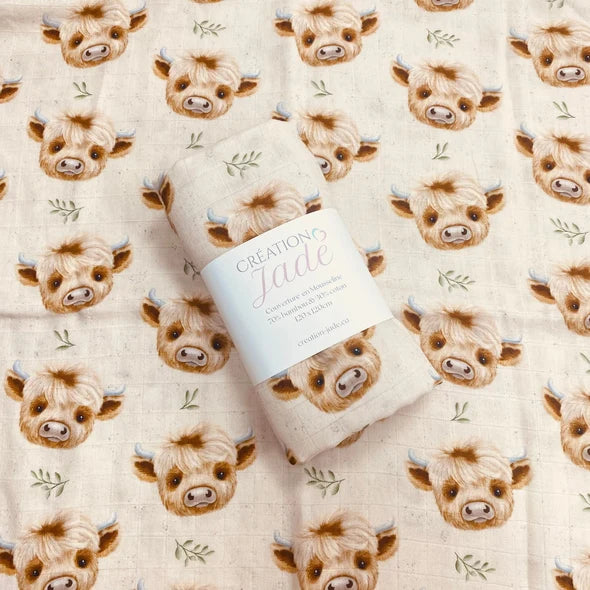 Mousseline Bambou & Coton Vache Highland