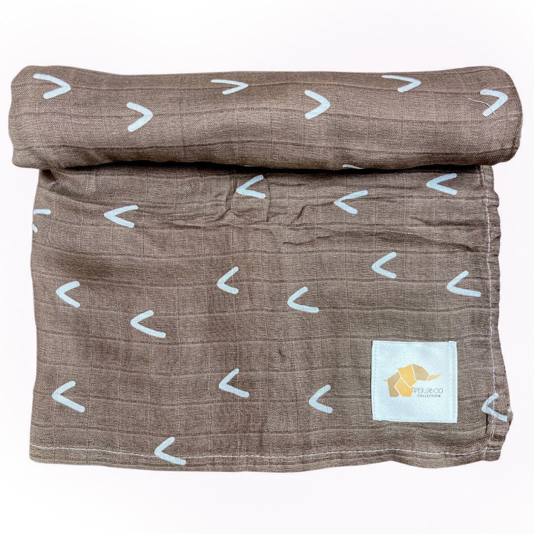 Mousseline Coton Motifs Bruns Et Blanc