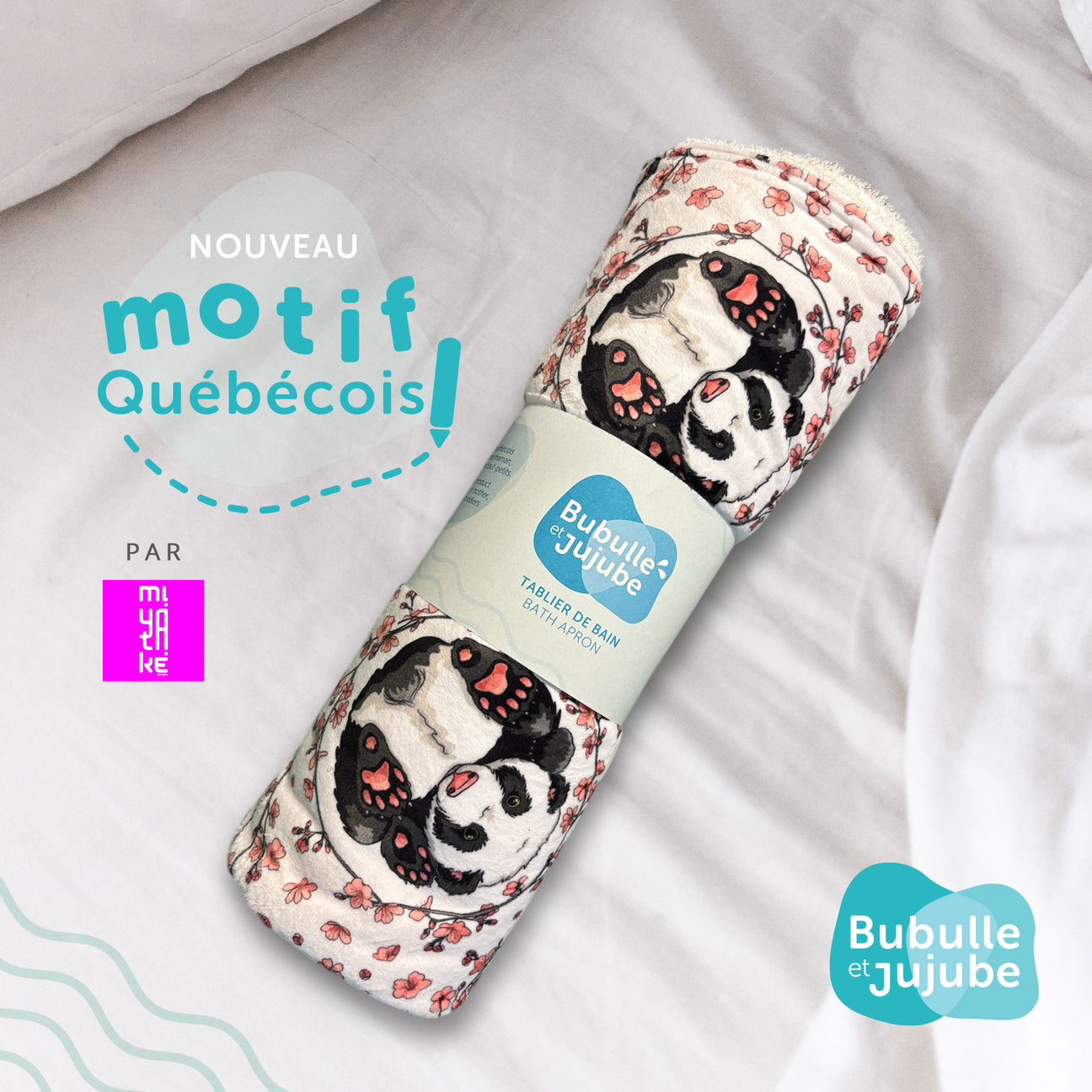 Tablier De Bain Pandas Fleuris