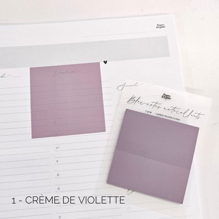 Bloc-Notes Autocollants Translucides Carrés Crème De Violette