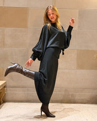 Blouse Satiné À Manche Dolman Noir