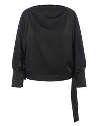 Blouse Satiné À Manche Dolman Noir
