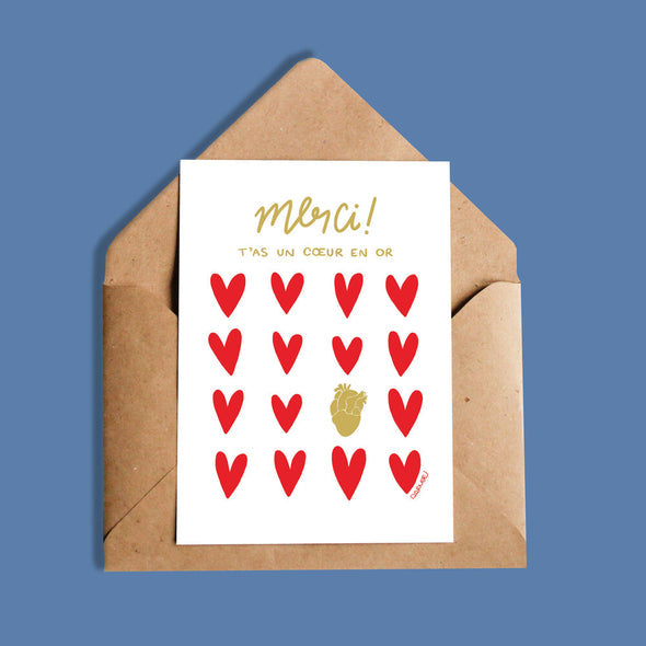 Carte Merci! T'as Un Coeur En Or