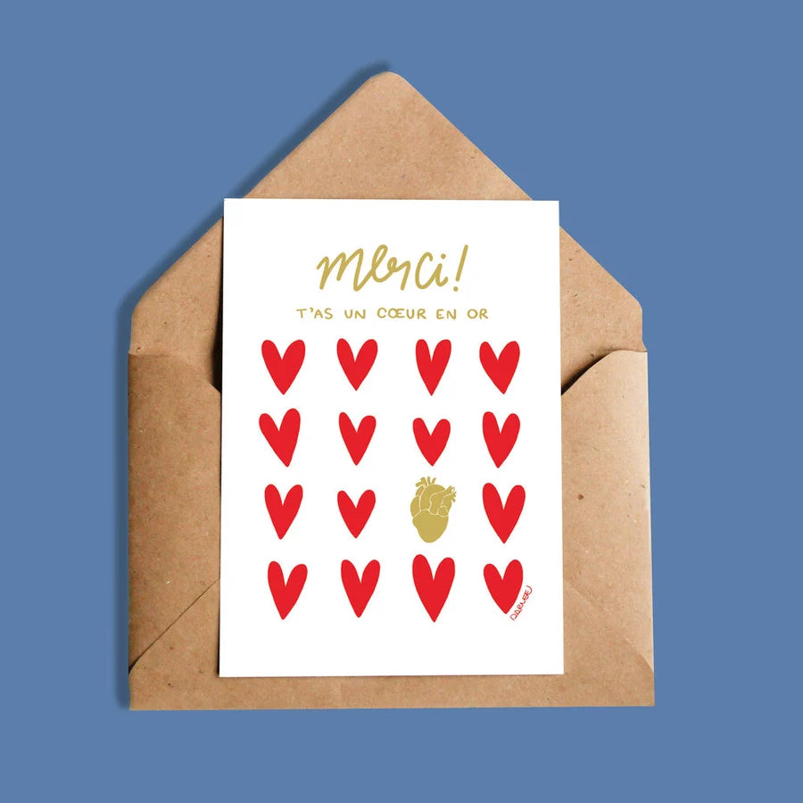 Carte Merci ! T'as Un Coeur En Or