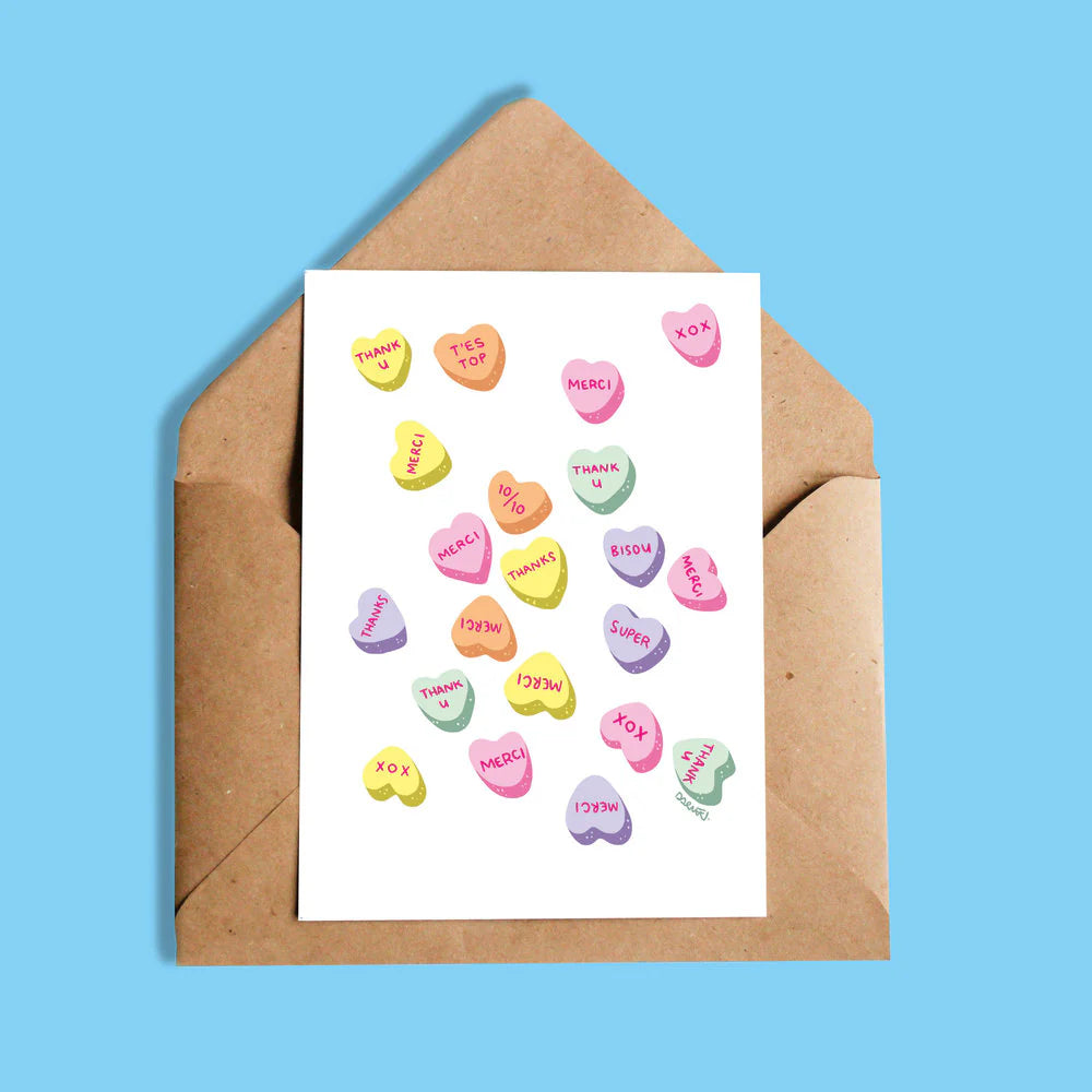 Carte Merci, T'es Top, Bisou, Thank You