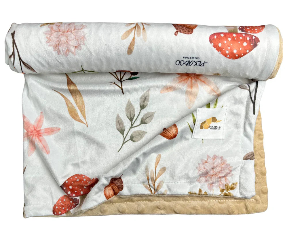 Doudou Peluche Feuillage & Champignons (Endos Beige)