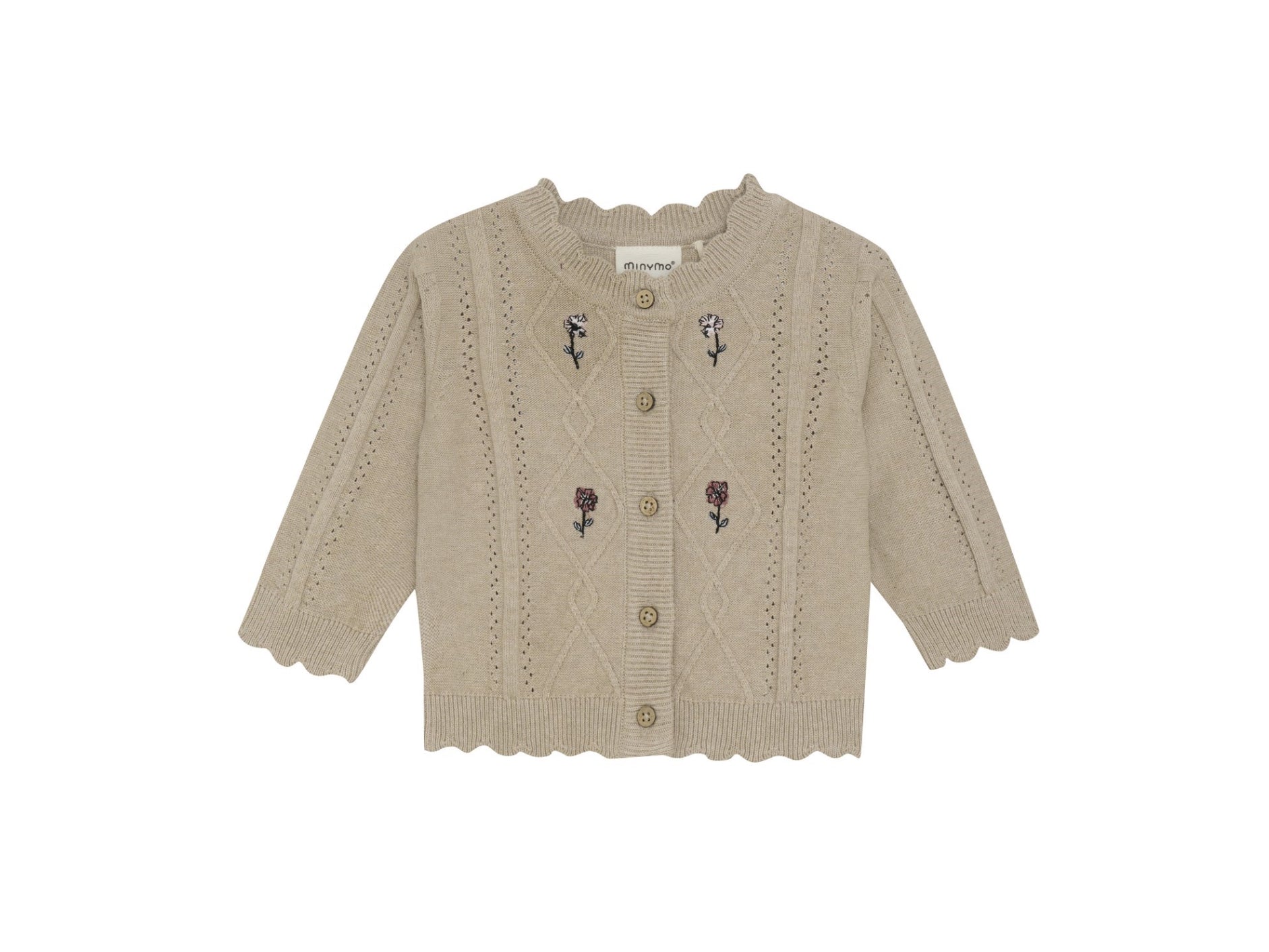 Cardigan Beige Avec Broderie De Fleurs