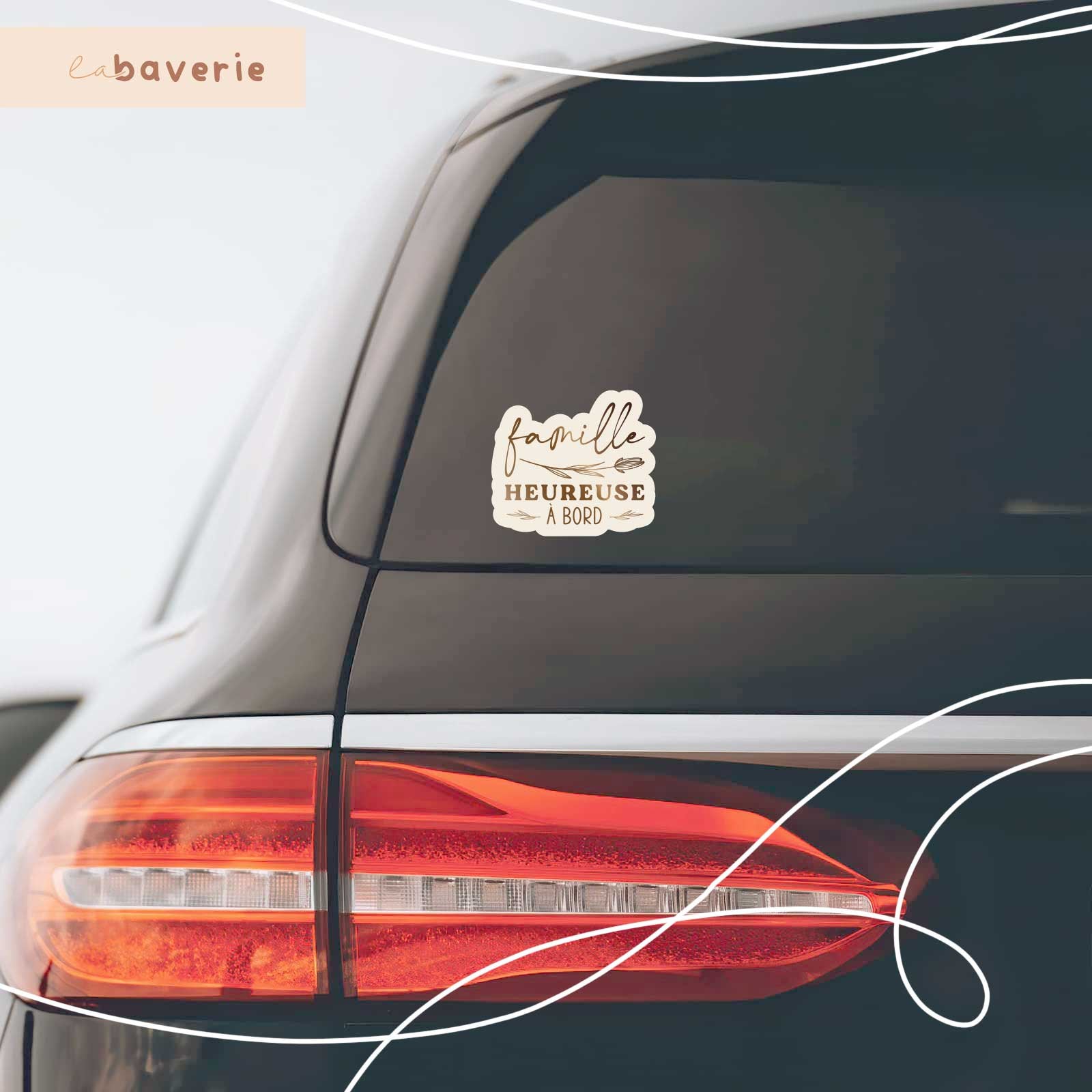 Autocollant Voiture « Famille Heureuse À Bord » Neutre