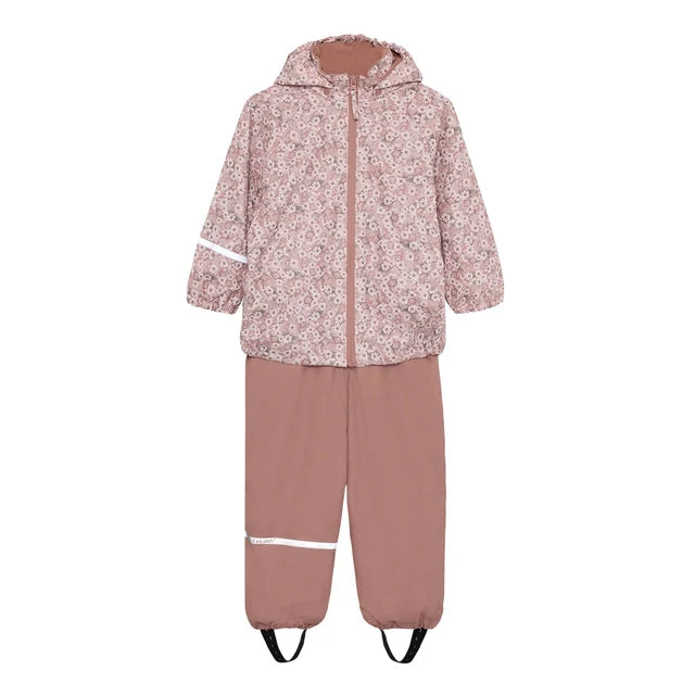 Ensemble Imperméable Doublé Vieux Rose À Fleurs