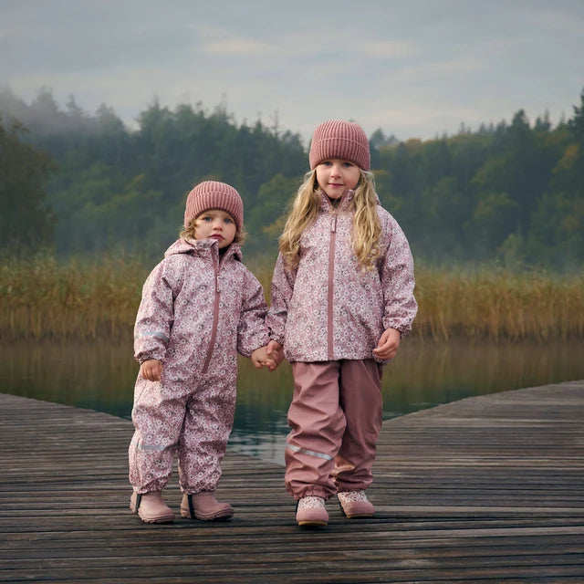 Ensemble Imperméable Doublé Vieux Rose À Fleurs