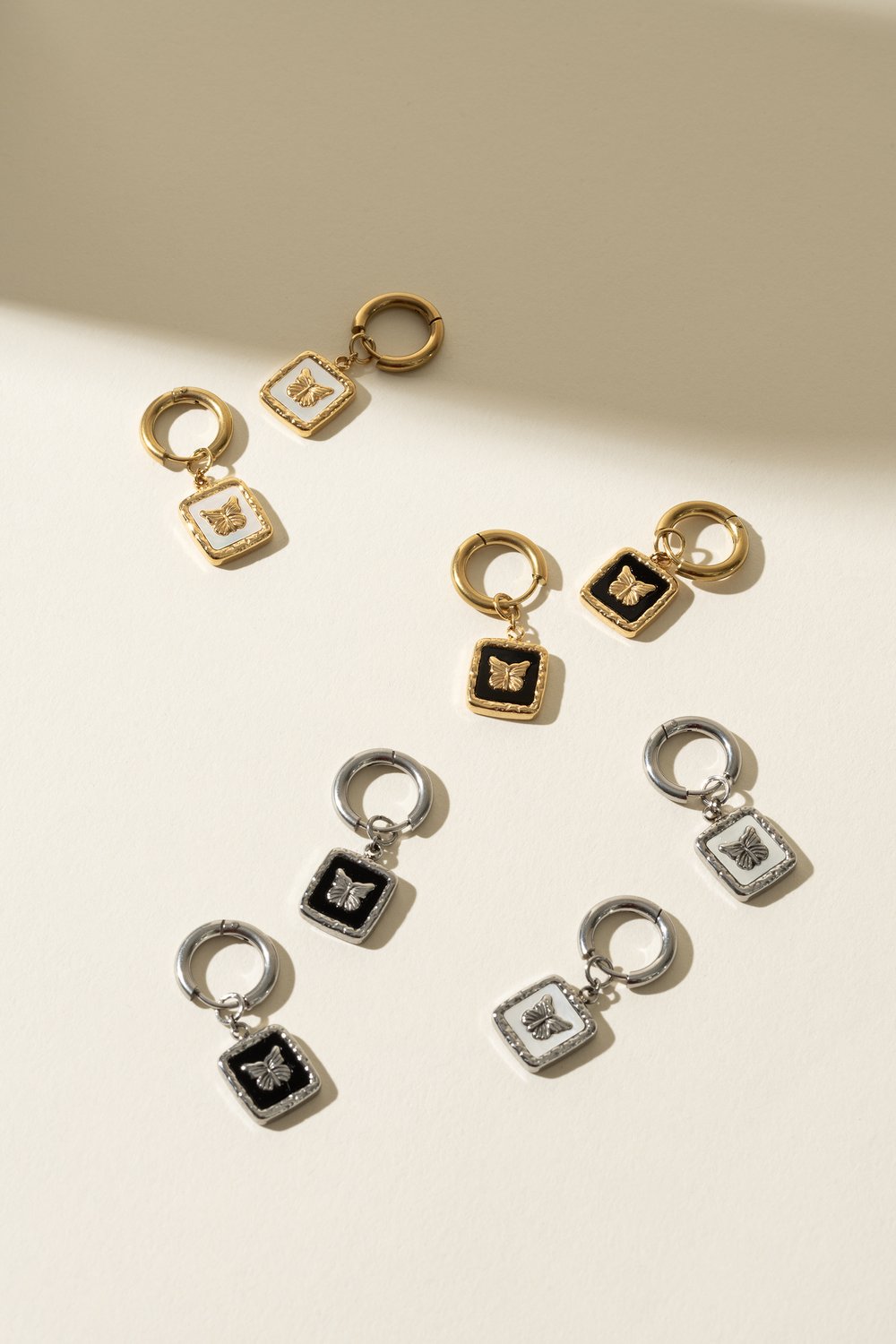 Boucles D'oreilles Nymphe Argent / Noir