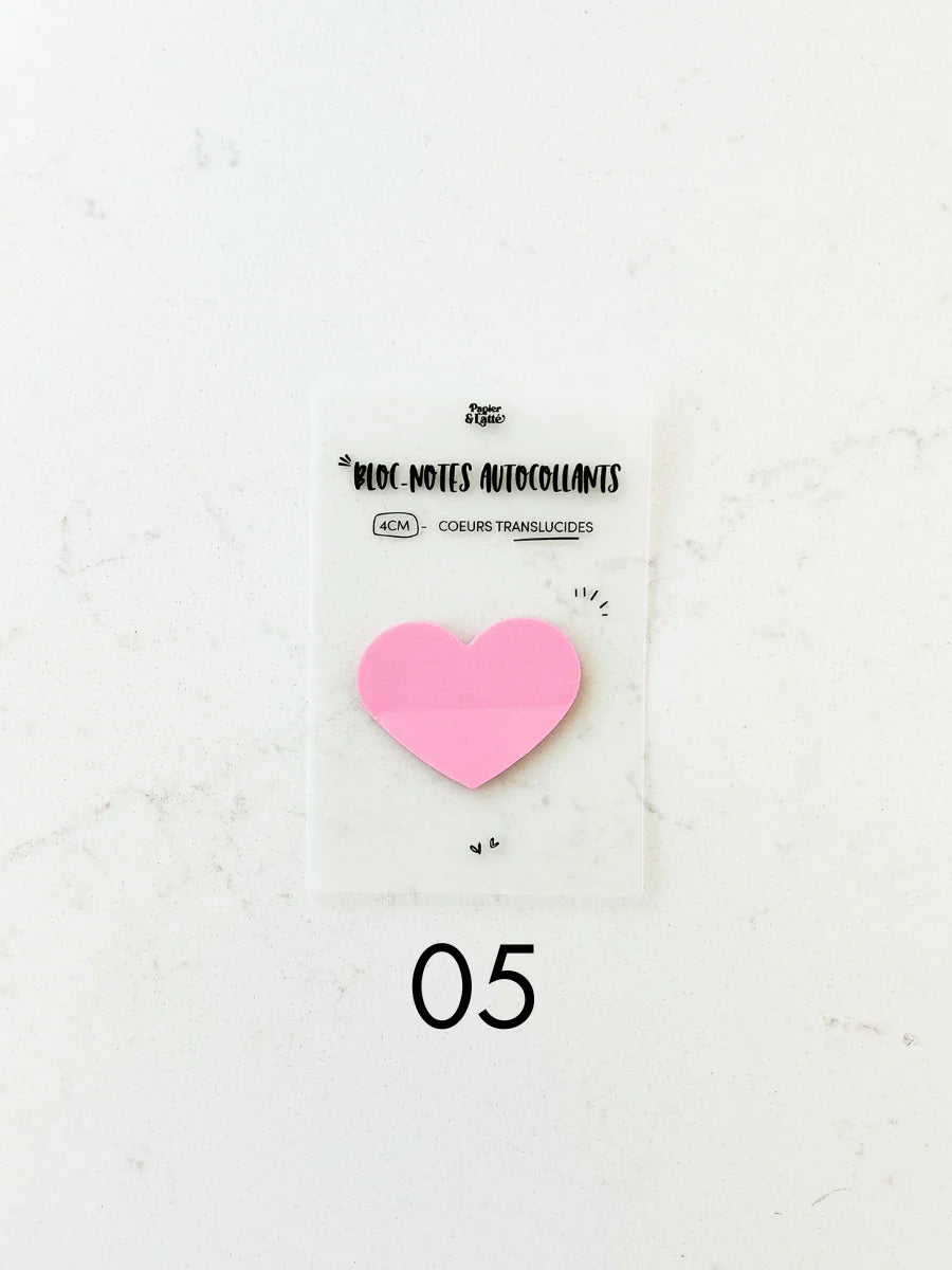 Bloc-Notes Autocollants Translucides Coeurs - 05